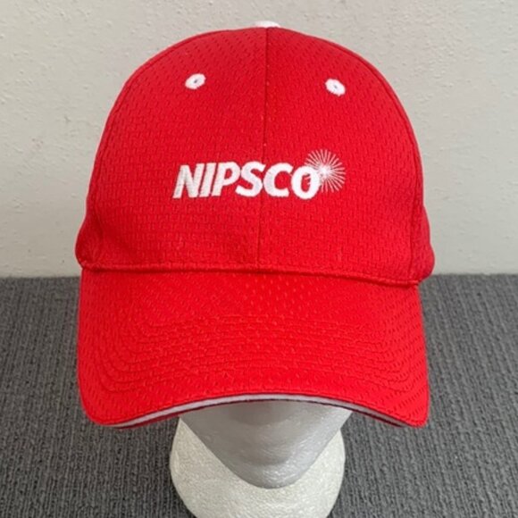 NIPSCO Baseball Hat Cap Mens OSFM Red White Jersey Mesh Strapback Indiana OTTO - Picture 1 of 12